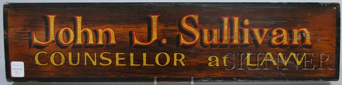 Appraisal: Painted and Gilded Wood John J Sullivan COUNCELLOR at LAW