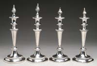 Appraisal: TWO PAIR OF ENGLISH SHEFFIELD CANDLESTICKS Similar but slightly different