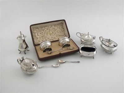 Appraisal: A cased pair of salts with spoons Birmingham a three