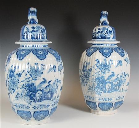 Appraisal: A pair of early th century French faience jars and