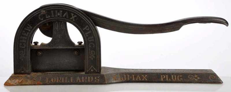 Appraisal: Lorrilard Plug Tobacco Cutter Description Black embossed Chew Lorillards Climax