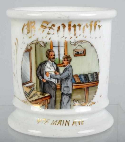 Appraisal: Tailor Shaving Mug Description Shows nice image of man fitting