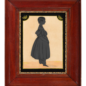 Appraisal: A Gouache Full Length Silhouette of a Girl Early th