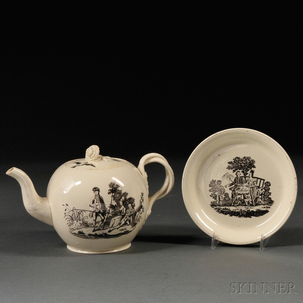 Appraisal: Two Staffordshire Cream-colored Earthenware Items England late th century each