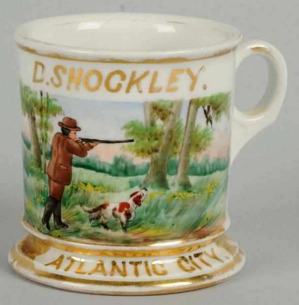 Appraisal: Hunting Scene Shaving Mug Gilt name D Shockley AC Condition