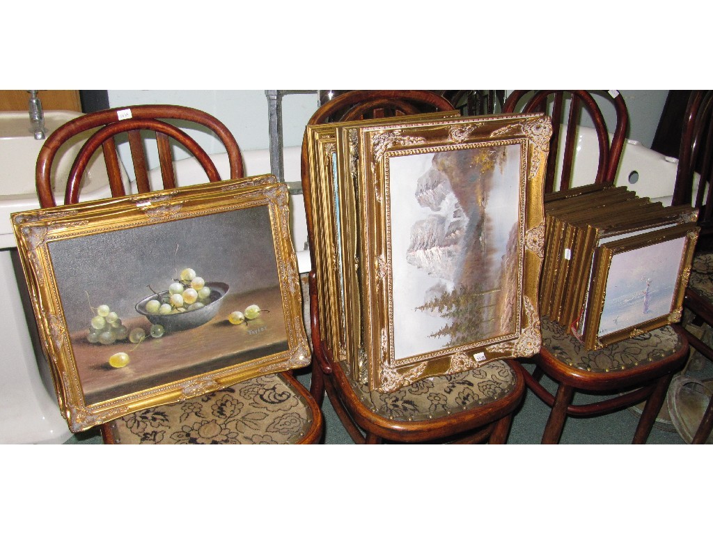 Appraisal: Lot of modern gilt framed oils