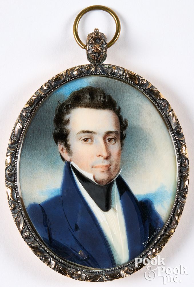 Appraisal: Hugh Bridport miniature watercolor portrait Hugh Bridport American - miniature