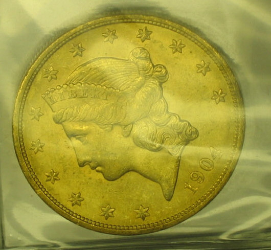 Appraisal: GOLD MS- Pleasing appearance contains original luster very clean reverse