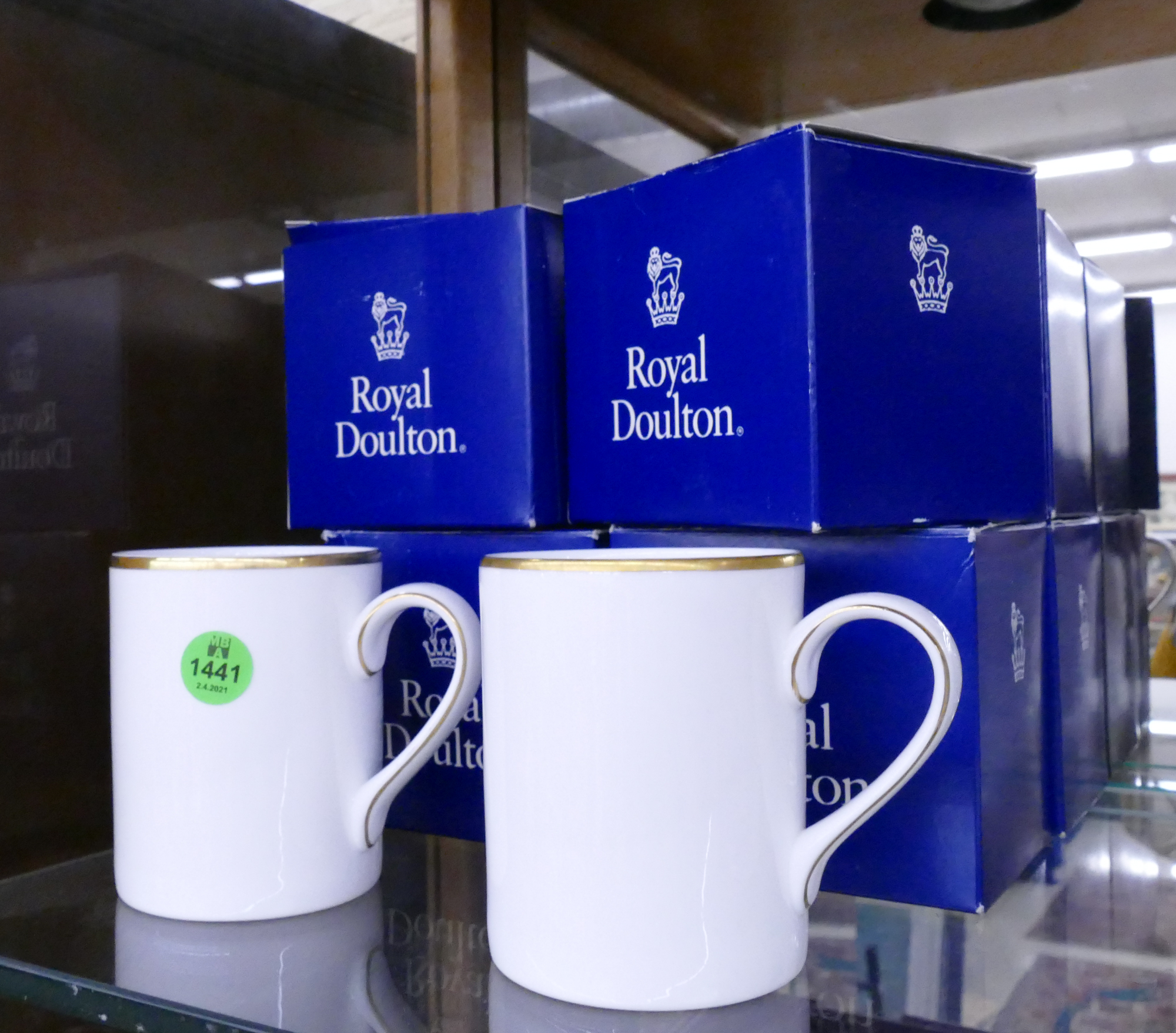 Appraisal: Set pc Royal Doulton 'Alice' Bone China Mugs with Boxes