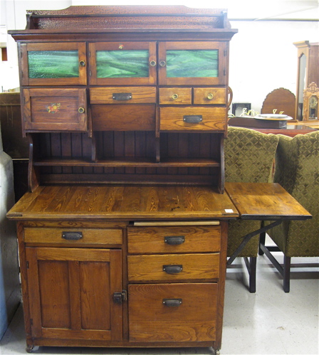 Appraisal: ASH AND PINE HOOSIER KITCHEN CABINET American c in two