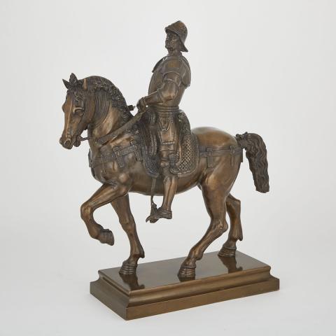 Appraisal: Large Italian Patinated Bronze Equestrian Group of Bartolomeo Colleoni th