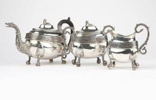 Appraisal: A John Wesley Forbes coin silver tea service Circa -