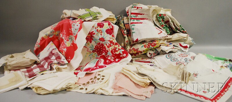 Appraisal: Approximately Thirty-four Vintage Printed Cotton Tablecloths and a Group of