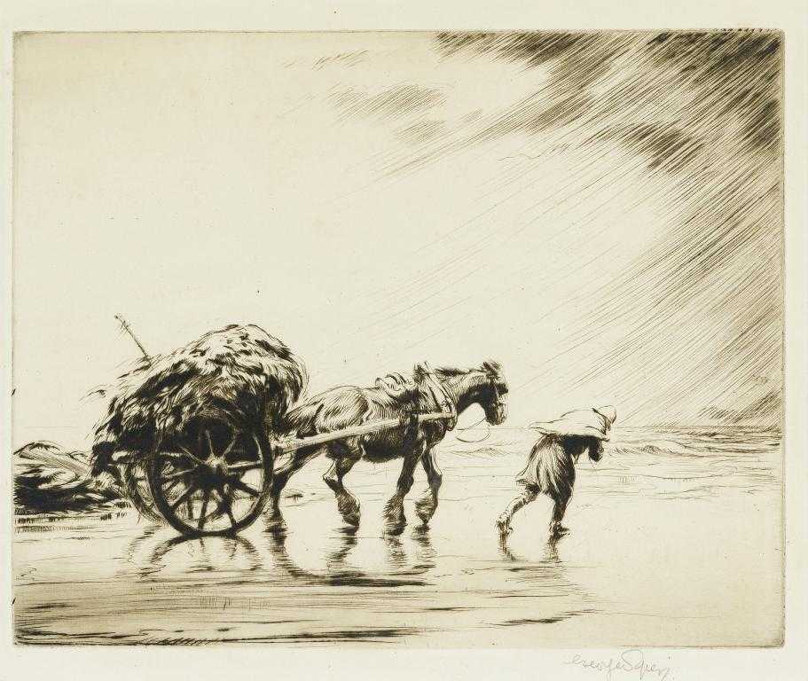 Appraisal: GEORGE SOPER RE - GATHERING KELP drypoint a fine impression