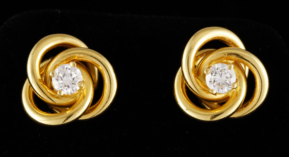 Appraisal: - Pr K Gold and Diamond Tiffany Earrings Pair of