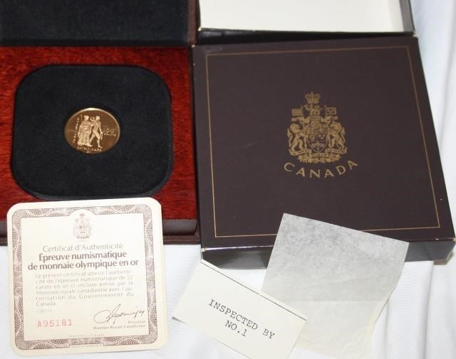 Appraisal: CANADIAN OLYMPIC KT GOLD COINWITH ITS CERTIFICATE OF AUTHENTICITY IN