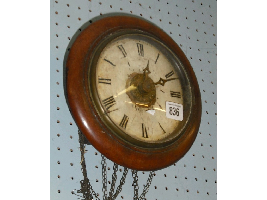 Appraisal: Postman's alarm wall clock the white dial within a turned