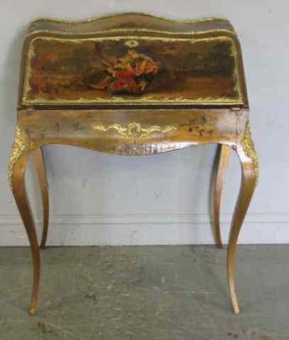 Appraisal: Vernis Martin Paint Decorated and Bronze MountedBombe Chest From a