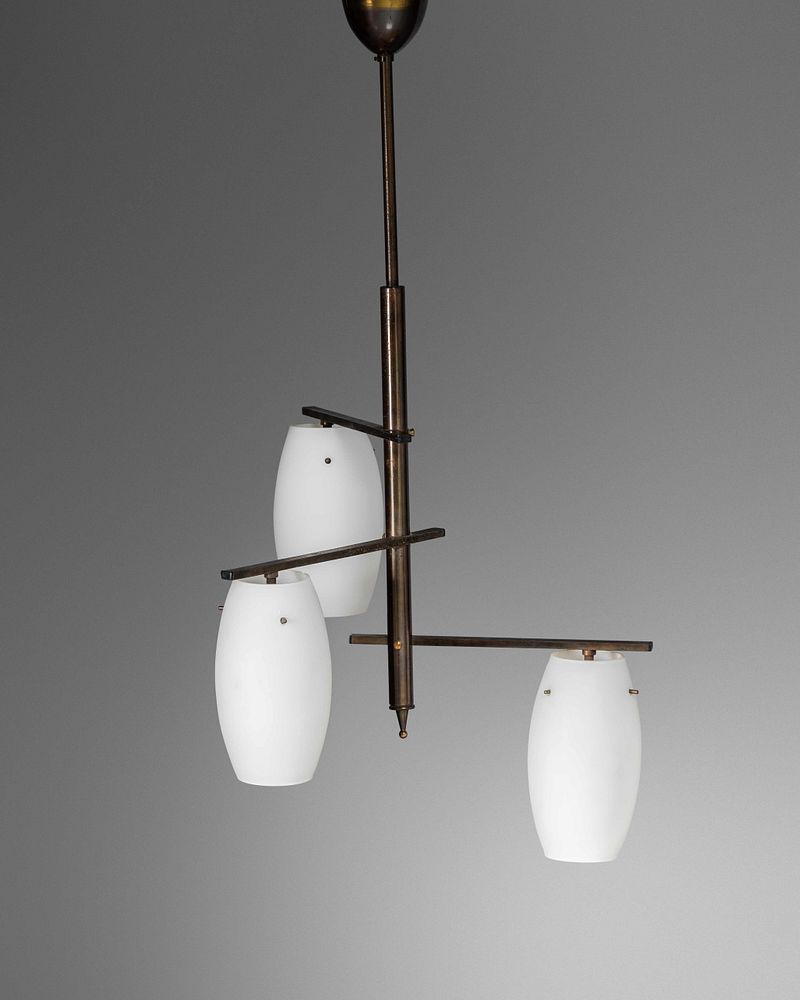 Appraisal: Stilnovo Attribution Italy Mid th Century Three-Light Pendant Lamp Stilnovo