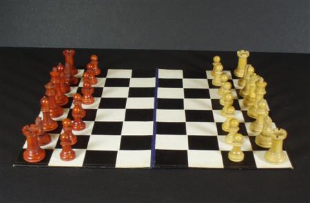 Appraisal: An early th century Staunton type chess set with stained