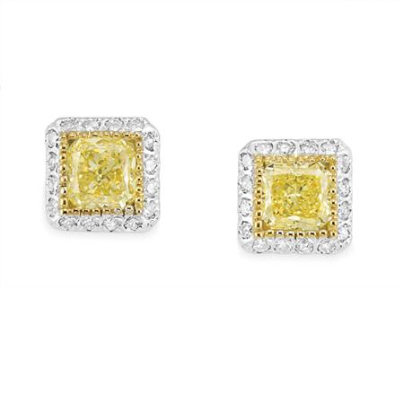 Appraisal: Pair of Yellow Diamond and Diamond Earrings Estimate -