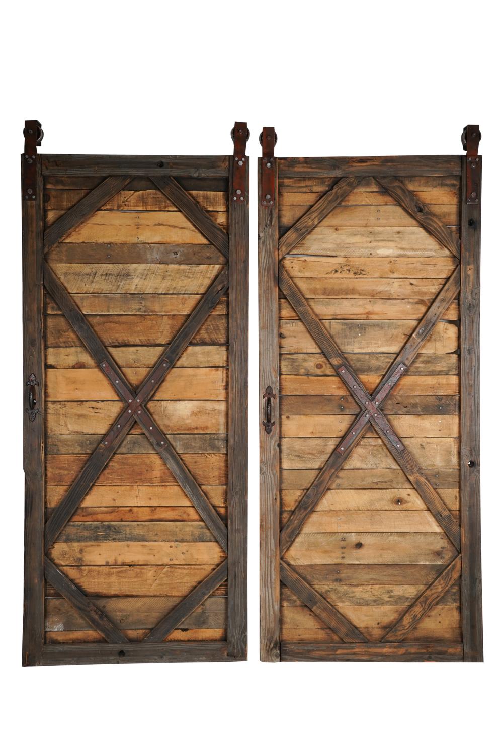 Appraisal: PAIR OF BARN DOORSwith iron hardware together with separate iron