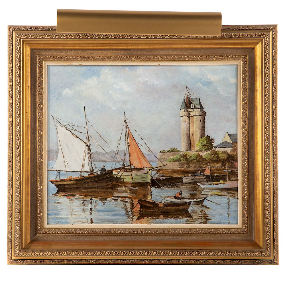 Appraisal: Continental School e th c Harbor Scene Oil on panel