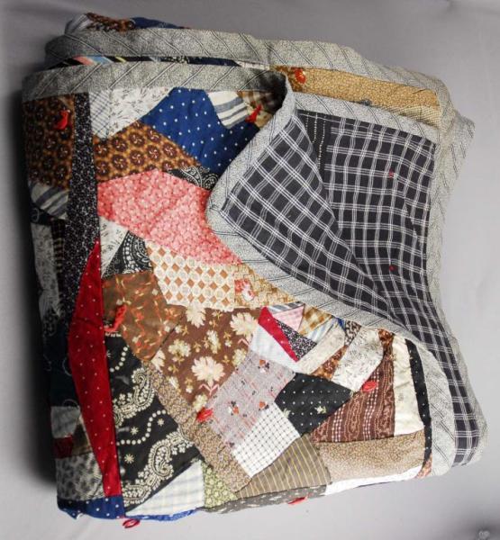 Appraisal: Antique Hand-Stitched Patch Quilt Description No tears repairs or stains