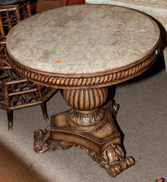 Appraisal: Regency style painted wood marble top table Estimate - All