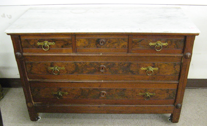 Appraisal: A VICTORIAN LOW CHEST OF DRAWERS Eastlake design American c