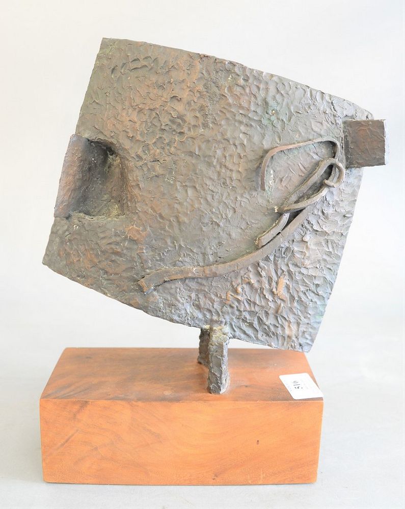 Appraisal: Mid-century abstract bronze form on wooden base unsigned attributed to