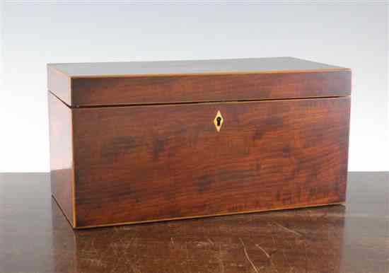 Appraisal: A late George III mahogany and boxwood banded two division