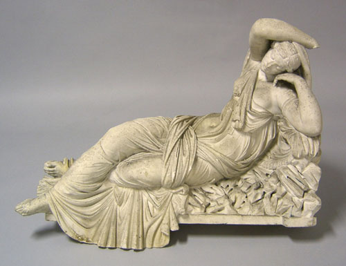 Appraisal: Marble statue th c of a reclining woman h w