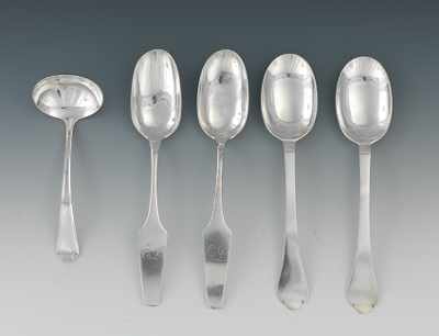 Appraisal: A Group of Silver Serving Flatware Containing a set of