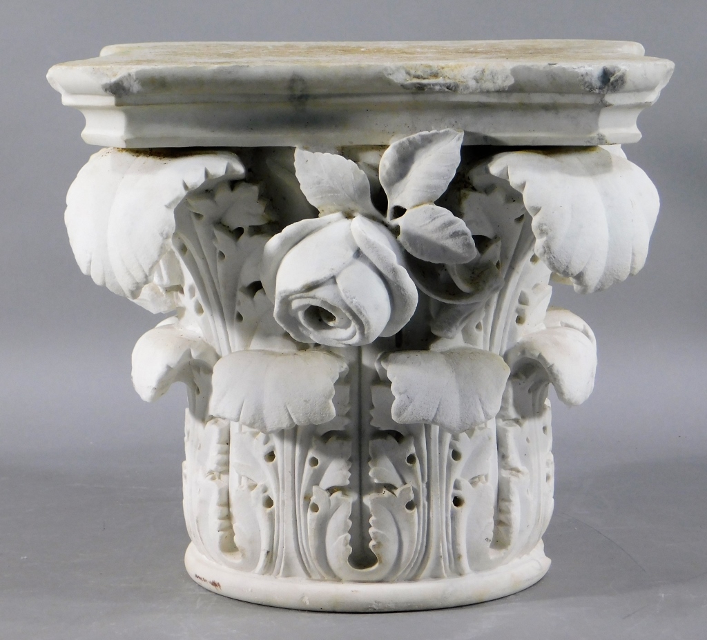 Appraisal: C ITALIAN MARBLE CORINTHIAN COLUMN CAPITAL Italy th CenturyArchitectural fragment