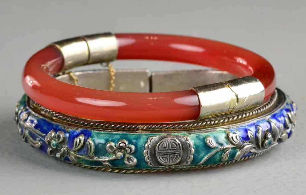 Appraisal: Chinese Bangles Inc Silver And EnamelTo include a Chinese silver