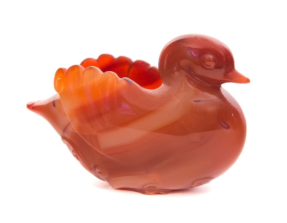 Appraisal: Chinese Carved Carnelian Hard Stone Swan Chinese carved duck trinket