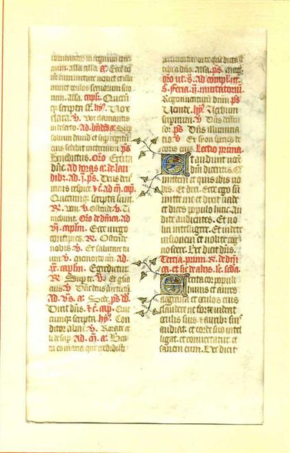 Appraisal: piece Christian Manuscript Leaf on Vellum Ca th-Century Approx x