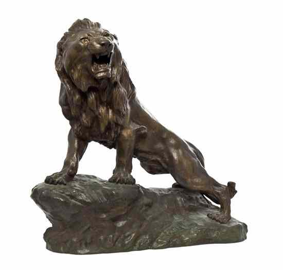 Appraisal: Thomas Francois Cartier French - Roaring Lion bronze signed T