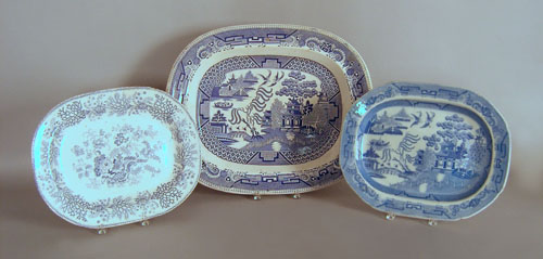 Appraisal: Three Staffordshire platters largest - l w