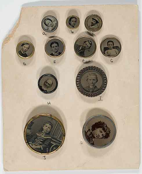 Appraisal: Photographic Jewelry Fine Group of Rare Tintype Buttons Lot of