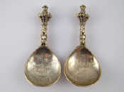 Appraisal: A fine pair of heavy Norwegian silver historicismus spoons with