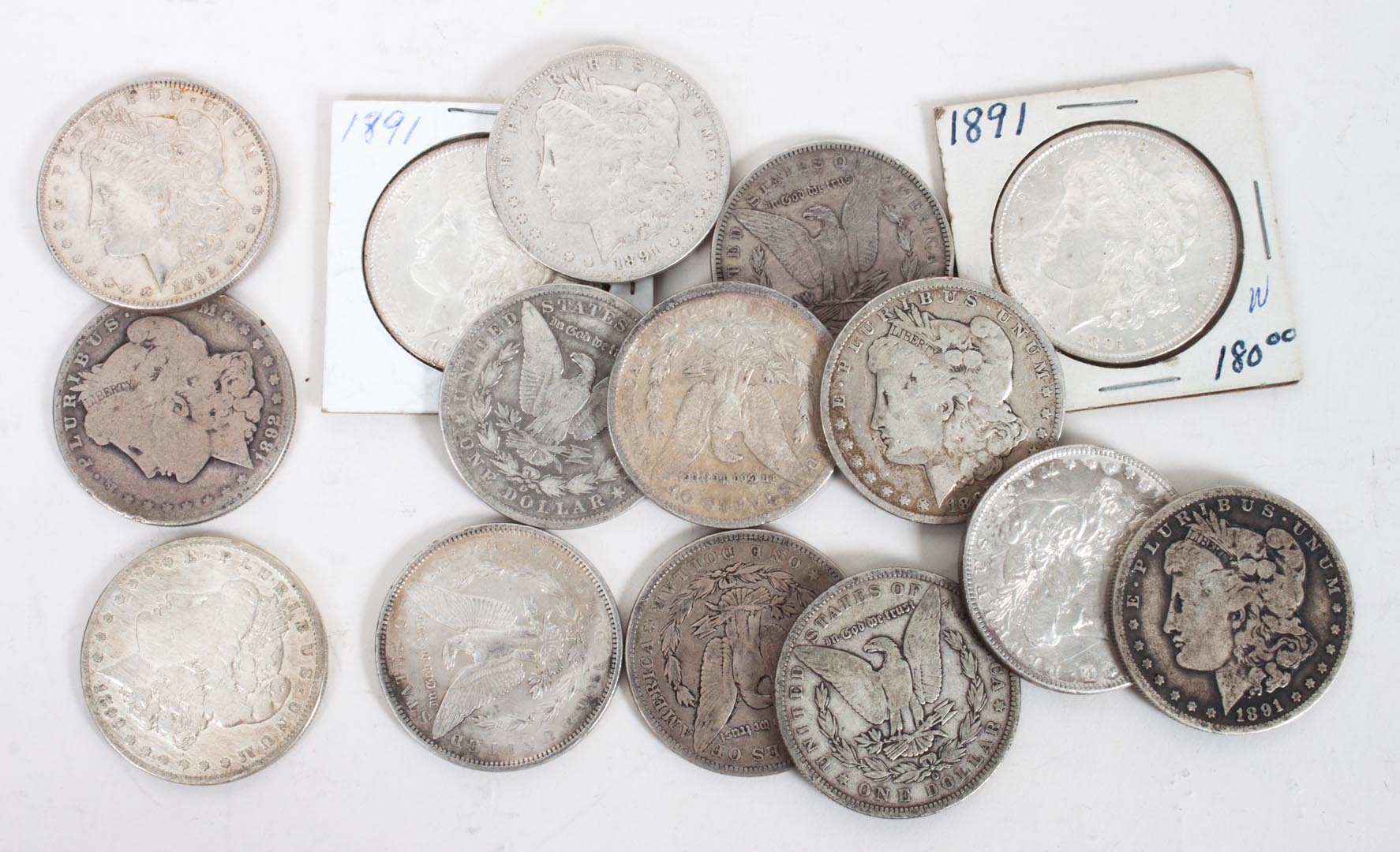 Appraisal: U S Silver Dollars Fifteen Morgan type - comprising seven