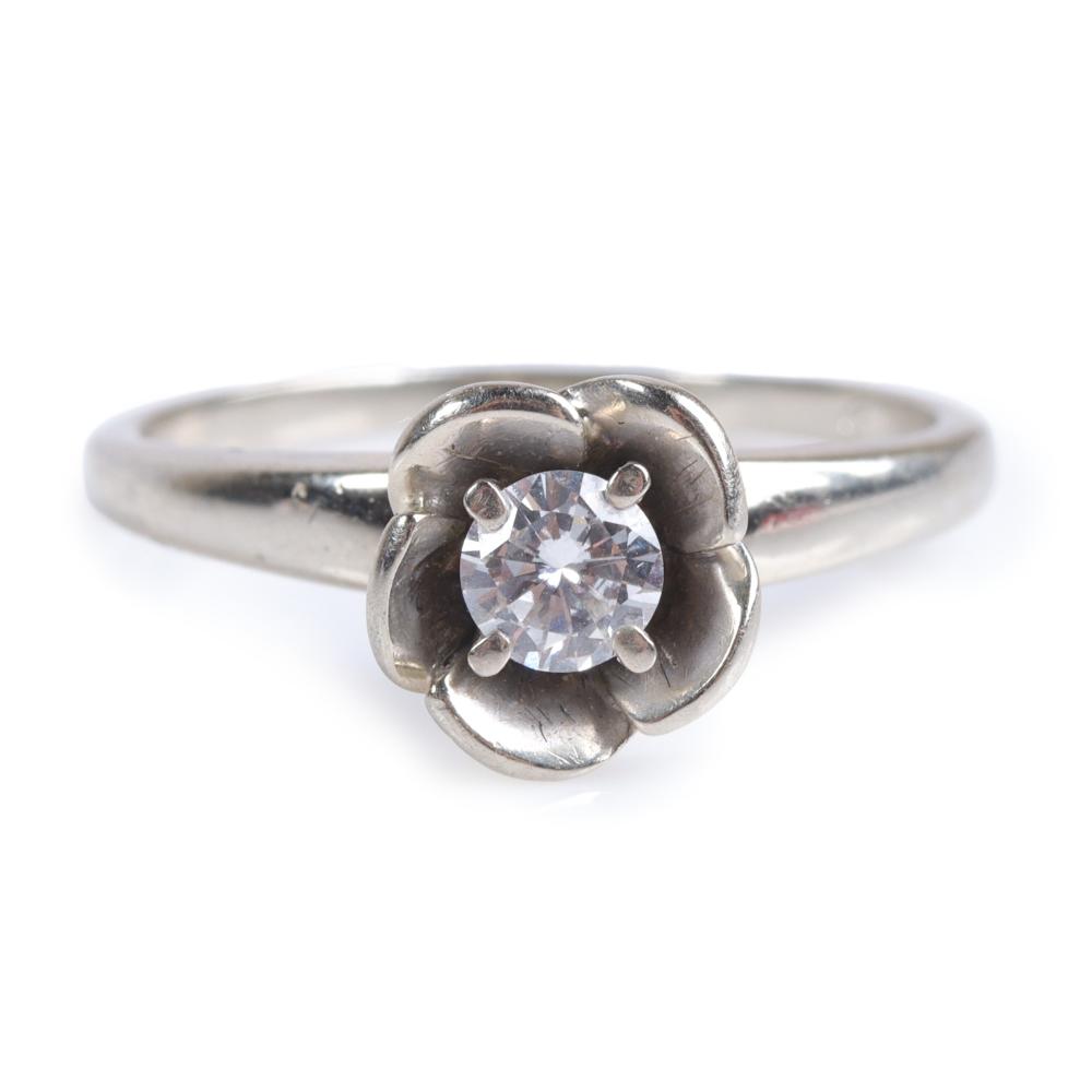 Appraisal: Davis Jewelry Co Retro Vintage K white gold solitaire diamond