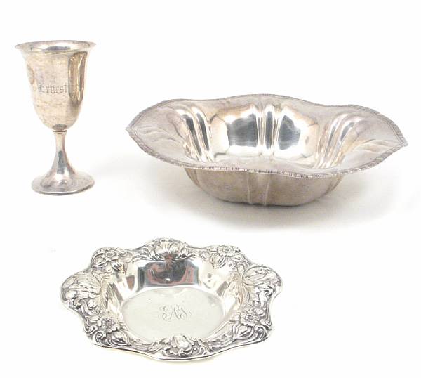 Appraisal: A group of sterling table articles Comprising bowl monogrammed International