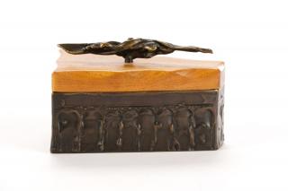 Appraisal: Chris Pat Shatsby Brutalist Wood Bronze Box Chris American th