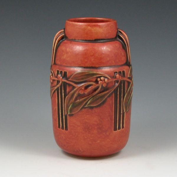 Appraisal: Roseville Laurel - vase in red with good mold and