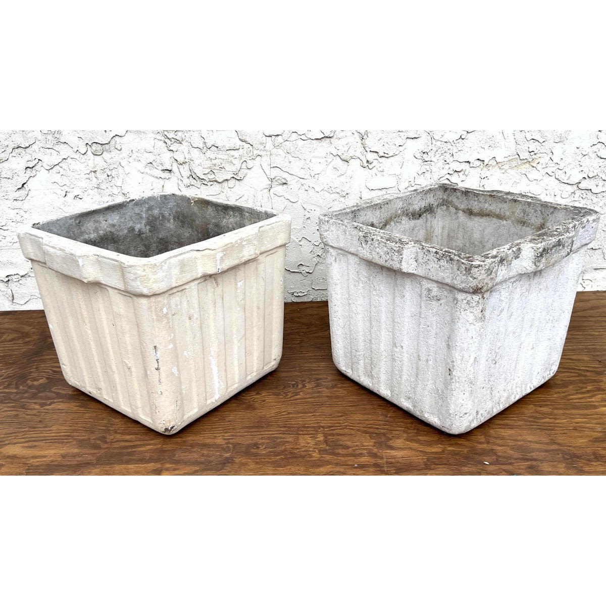 Appraisal: Pair Willy Guhl square planters Fluted pattern with handles Dimensions