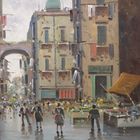 Appraisal: French Impressionist Oil Painting Paris street scene by Ciappa image