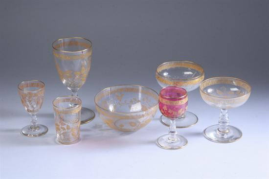 Appraisal: COLLECTION OF GILT-ETCHED STEMWARE circa Twelve water goblets ten champagnes